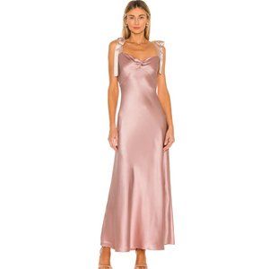 DANNIJO Slip Dress with Wide Bow Tie Straps in Mauve *NEW* Medium